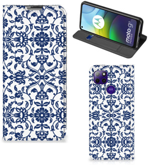 B2Ctelecom Book Case Motorola Moto G9 Power Telefoon Hoesje Flower Blue