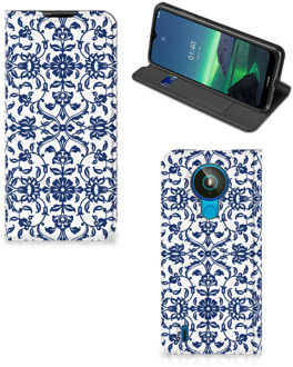 B2Ctelecom Book Case Nokia 1.4 Telefoon Hoesje Flower Blue