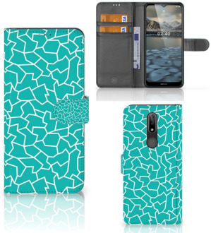 B2Ctelecom Book Case Nokia 2.4 Hoesje Cracks Blue