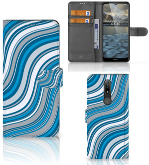 B2Ctelecom Book Case Nokia 2.4 Hoesje Waves Blue