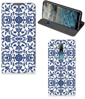 B2Ctelecom Book Case Nokia 2.4 Telefoon Hoesje Flower Blue