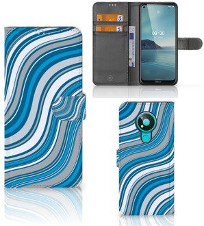 B2Ctelecom Book Case Nokia 3.4 Hoesje Waves Blue