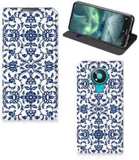 B2Ctelecom Book Case Nokia 3.4 Telefoon Hoesje Flower Blue