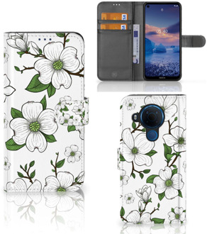 B2Ctelecom Book Case Nokia 5.4 Hoesje Dogwood Flowers