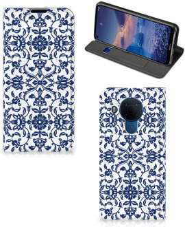 B2Ctelecom Book Case Nokia 5.4 Telefoon Hoesje Flower Blue