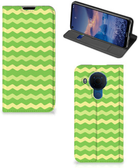 B2Ctelecom Book Case Nokia 5.4 Telefoonhoesje Waves Green