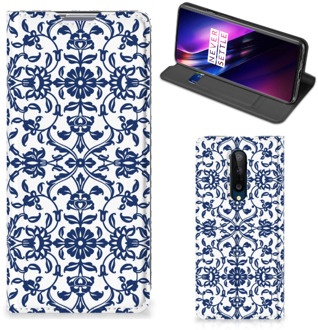 B2Ctelecom Book Case OnePlus 8 Telefoon Hoesje Flower Blue