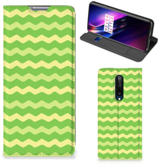 B2Ctelecom Book Case OnePlus 8 Telefoonhoesje Waves Green