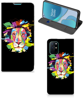 B2Ctelecom Book Case OnePlus 8T Smart Cover Lion Color