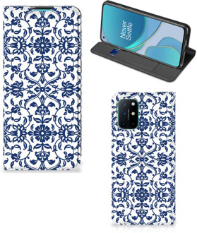 B2Ctelecom Book Case OnePlus 8T Telefoon Hoesje Flower Blue