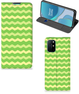 B2Ctelecom Book Case OnePlus 8T Telefoonhoesje Waves Green