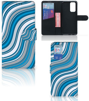 B2Ctelecom Book Case OnePlus 9 Pro Hoesje Waves Blue