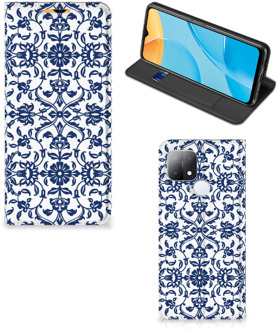 B2Ctelecom Book Case OPPO A15 Telefoon Hoesje Flower Blue