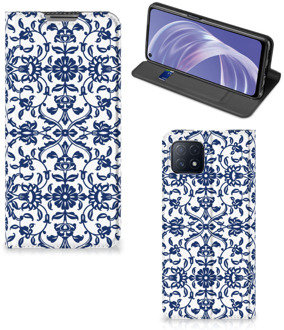 B2Ctelecom Book Case OPPO A73 5G Telefoon Hoesje Flower Blue