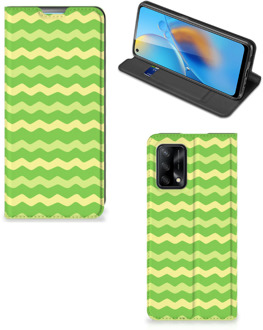 B2Ctelecom Book Case OPPO A74 4G Telefoonhoesje Waves Green