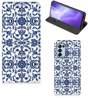 B2Ctelecom Book Case OPPO Find X3 Lite Telefoon Hoesje Flower Blue