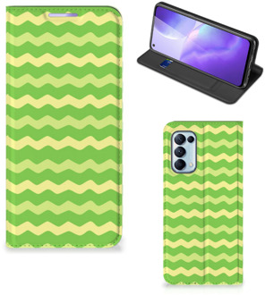 B2Ctelecom Book Case OPPO Find X3 Lite Telefoonhoesje Waves Green