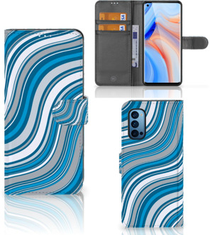 B2Ctelecom Book Case OPPO Reno 4 Pro 5G Hoesje Waves Blue