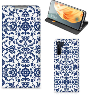 B2Ctelecom Book Case OPPO Reno3 | A91 Telefoon Hoesje Flower Blue