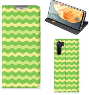 B2Ctelecom Book Case OPPO Reno3 | A91 Telefoonhoesje Waves Green