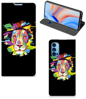 B2Ctelecom Book Case OPPO Reno4 Pro 5G Smart Cover Lion Color