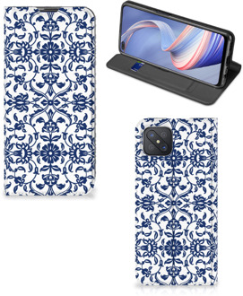 B2Ctelecom Book Case OPPO Reno4 Z 5G Telefoon Hoesje Flower Blue