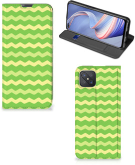 B2Ctelecom Book Case OPPO Reno4 Z 5G Telefoonhoesje Waves Green