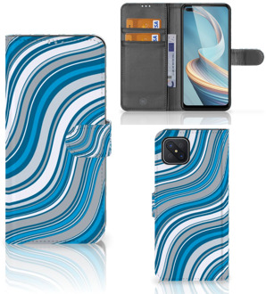 B2Ctelecom Book Case OPPO Reno4 Z Hoesje Waves Blue