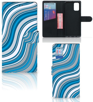 B2Ctelecom Book Case Samsung Galaxy A02s Flip Cover Samsung M02s Hoesje Waves Blue