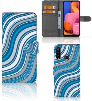 B2Ctelecom Book Case Samsung Galaxy A20s Hoesje Waves Blue