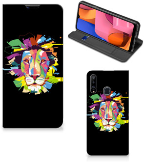 B2Ctelecom Book Case Samsung Galaxy A20s Smart Cover Lion Color