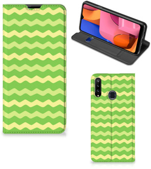 B2Ctelecom Book Case Samsung Galaxy A20s Telefoonhoesje Waves Green