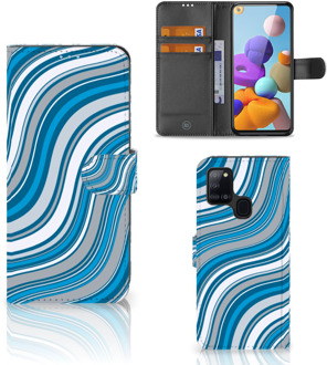 B2Ctelecom Book Case Samsung Galaxy A21s Hoesje Waves Blue