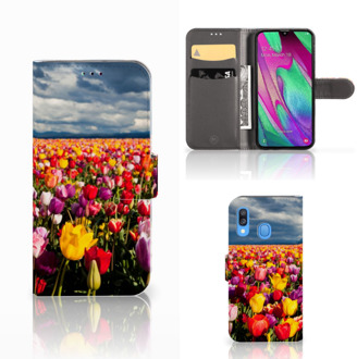 B2Ctelecom Book Case Samsung Galaxy A40 Hoesje Tulpen