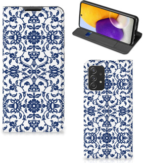 B2Ctelecom Book Case Samsung Galaxy A72 (5G/4G) Telefoon Hoesje Flower Blue