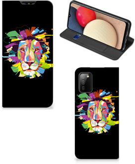 B2Ctelecom Book Case Samsung Galaxy M02s | A02s Smart Cover Lion Color