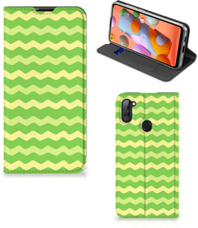 B2Ctelecom Book Case Samsung Galaxy M11 | A11 Telefoonhoesje Waves Green