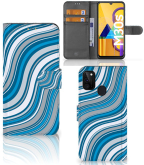 B2Ctelecom Book Case Samsung Galaxy M21 Hoesje Waves Blue