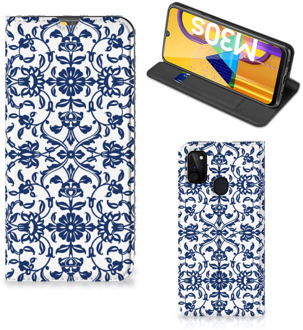 B2Ctelecom Book Case Samsung Galaxy M21 Telefoon Hoesje Flower Blue