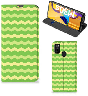 B2Ctelecom Book Case Samsung Galaxy M21 Telefoonhoesje Waves Green