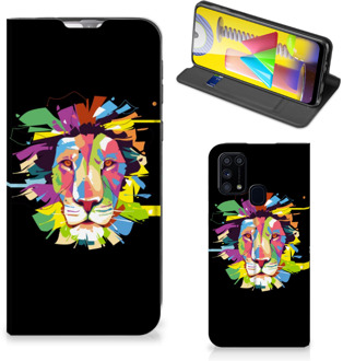 B2Ctelecom Book Case Samsung Galaxy M31 Smart Cover Lion Color