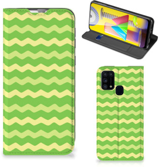 B2Ctelecom Book Case Samsung Galaxy M31 Telefoonhoesje Waves Green