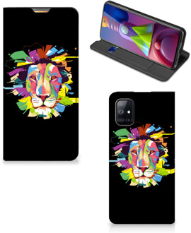 B2Ctelecom Book Case Samsung Galaxy M51 Smart Cover Lion Color