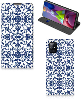 B2Ctelecom Book Case Samsung Galaxy M51 Telefoon Hoesje Flower Blue