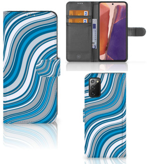 B2Ctelecom Book Case Samsung Galaxy Note 20 Hoesje Waves Blue