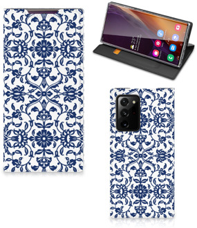 B2Ctelecom Book Case Samsung Galaxy Note 20 Ultra Telefoon Hoesje Flower Blue