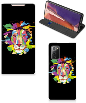 B2Ctelecom Book Case Samsung Galaxy Note20 Smart Cover Lion Color