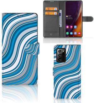 B2Ctelecom Book Case Samsung Galaxy Note20 Ultra Hoesje Waves Blue