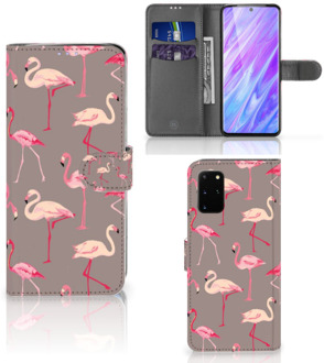 B2Ctelecom Book Case Samsung Galaxy S20 Plus Telefoonhoesje met Pasjes Flamingo