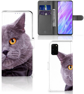 B2Ctelecom Book Case Samsung Galaxy S20 Plus Telefoonhoesje met Pasjes Kat